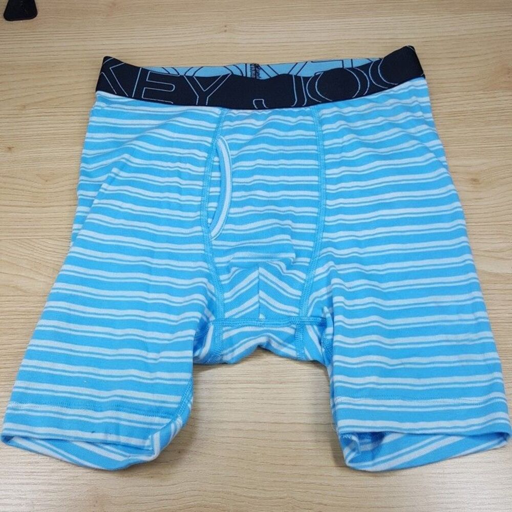 JOCKEY Boxer Briefs Mens Small Blue Stripe Activeblend Midway Brief Logo